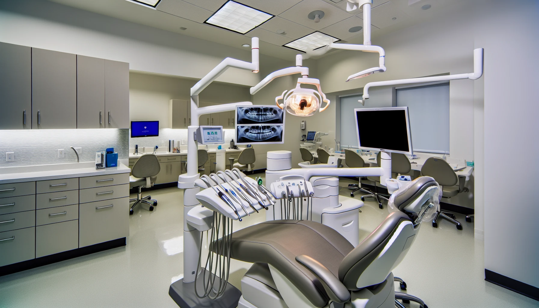 Dental clinic interior with modern equipment